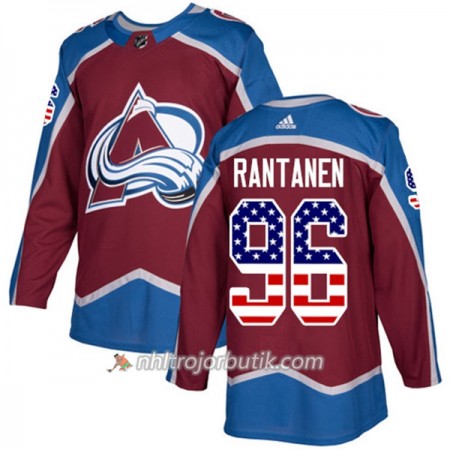 Män Ishockey Colorado Avalanche Tröja Mikko Rantanen 96 Adidas 2017-2018 Burgundy Röd USA Flag Fashion Authentic
